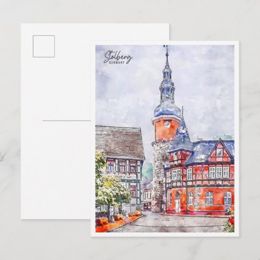 Stolberg Duitsland vintage reizen waterverf Briefkaart (Voorkant / Achterkant)