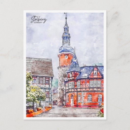 Stolberg Duitsland vintage reizen waterverf Briefkaart (Voorkant)
