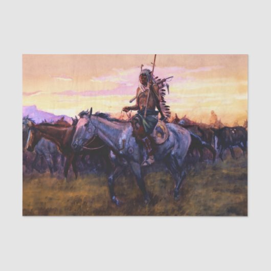 "Stolen Horses" van Charles M Russell Tissuepapier (Voorkant)