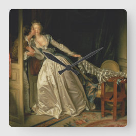 Stolen Kiss Jean-Honore Fragonard Vierkante Klok