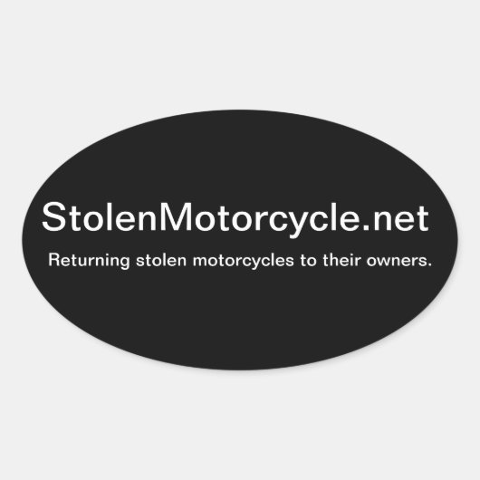 Stolen Motorcycle Oval Sticker (Voorkant)