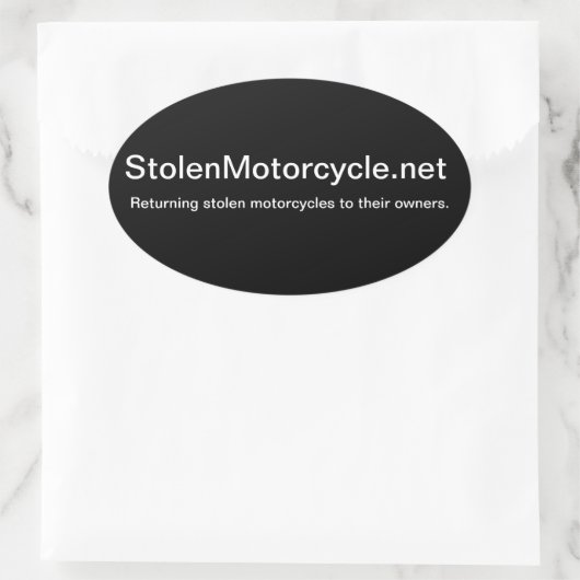 Stolen Motorcycle Oval Sticker (Tas)