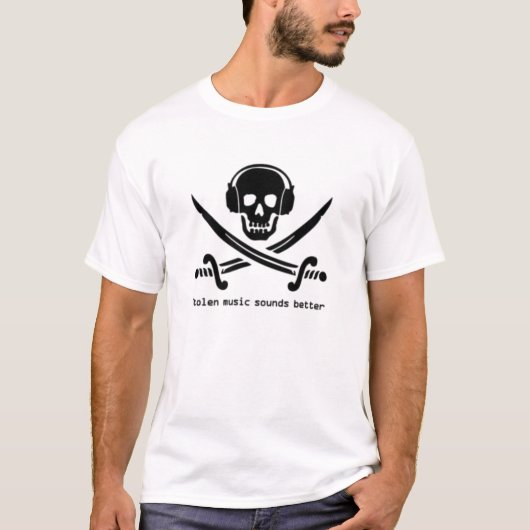 Stolen muziek klinkt beter t-shirt (Voorkant)