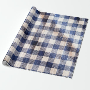 stolsel van blauwe gingham, textuur van shirten cadeaupapier