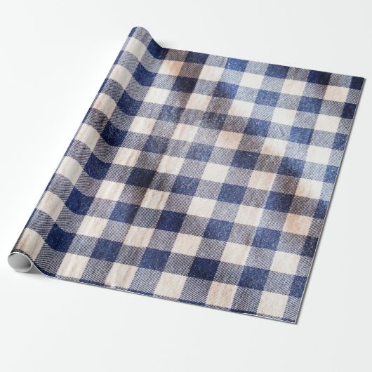 stolsel van blauwe gingham, textuur van shirten cadeaupapier (Uitgerold)