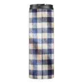 stolsel van blauwe gingham, textuur van shirten thermosbeker (Achterkant)