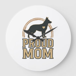 Stolte Moeder Hond Silhouet Vintage Vector Design_ Grote Klok