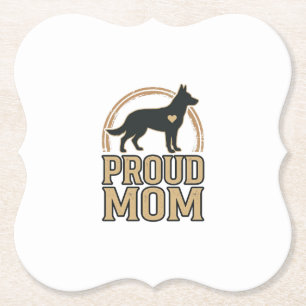 Stolze Moeder Hond Silhouet Vintage Vector Design_ Kartonnen Onderzetters