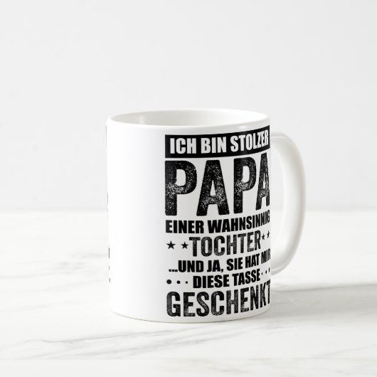 Stolzer Papa, Vater Und Tochter Spruch, Geschenk Koffiemok (Voorkant rechts)