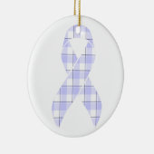 Stomach Cancer Awareness Plaid Periwinkle Ribbon Keramisch Ornament (Rechts)