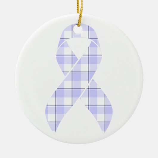 Stomach Cancer Awareness Plaid Periwinkle Ribbon Keramisch Ornament (Voorkant)