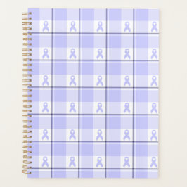 Stomach Cancer Awareness Plaid Periwinkle Ribbon Planner