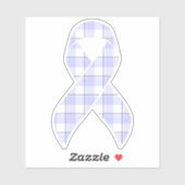 Stomach Cancer Awareness Plaid Periwinkle Ribbon Sticker (Vel)