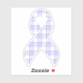 Stomach Cancer Awareness Plaid Periwinkle Ribbon Sticker
