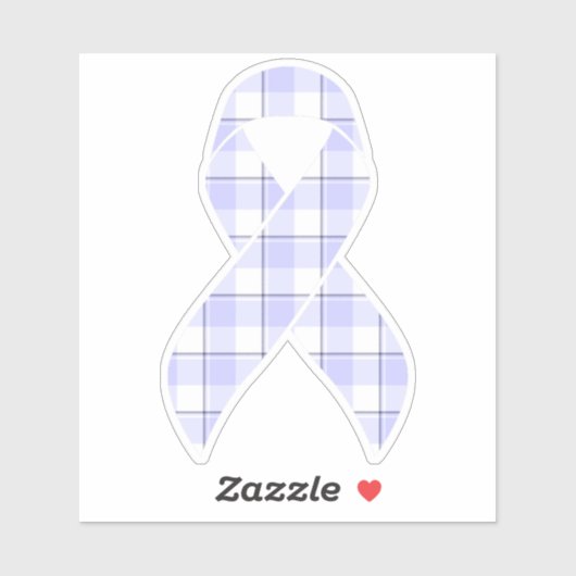 Stomach Cancer Awareness Plaid Periwinkle Ribbon Sticker (Vel)
