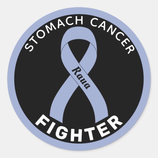 Stomach Cancer Fighter Ribbon Black Round Sticker (Voorkant)