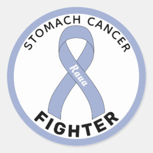 Stomach Cancer Fighter Ribbon White Round Sticker