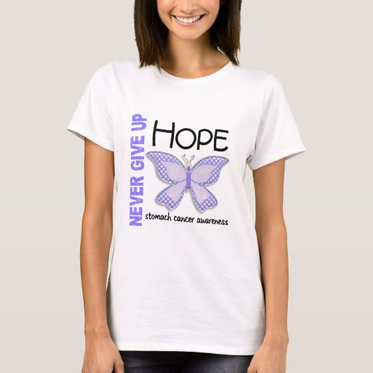Stomach Cancer geeft Hope Butterfly nooit op. 4.1 T-shirt (Voorkant)