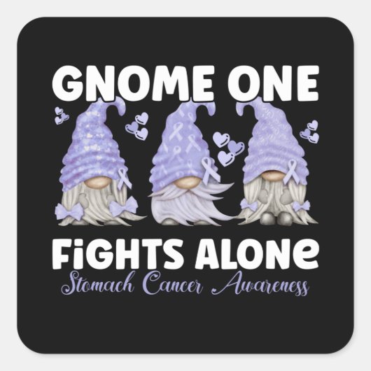 Stomach Cancer Periwinkle Blue Ribbon Gnome Vierkante Sticker (Voorkant)