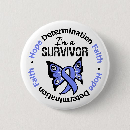 Stomach Cancer Survivor Hope Determination Faith Ronde Button 5,7 Cm (Voorkant)