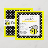 Stombaard Birthday Black & Yellow Polka Dots Kaart (Voorkant / Achterkant)