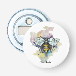 Stombijen en regenboogwas button flesopener