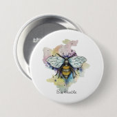 Stombijen en regenboogwas ronde button 7,6 cm (Voorkant /achterkant)