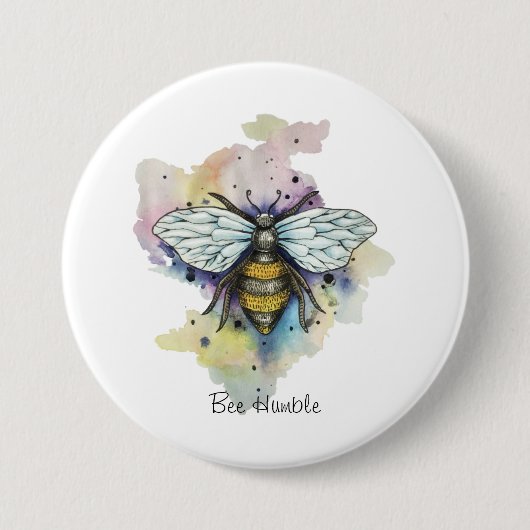 Stombijen en regenboogwas ronde button 7,6 cm (Voorkant)