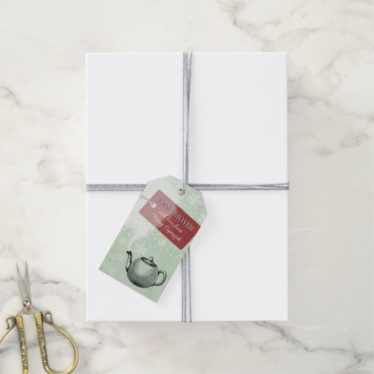 Stomen theepot gepersonaliseerde thee blend van cadeaulabel (Met Touw)