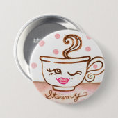 stomende koffiebeker Button (Voorkant /achterkant)