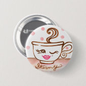 stomende koffiebeker Button (Voorkant /achterkant)