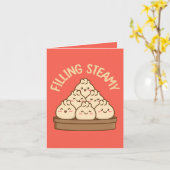 Stomende vulling – Dappere dumpling woordspeling Kaart (Gele Bloem)