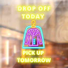 Stomerij Afhalen Morgen Nep Neon Raamsticker