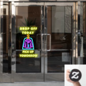 Stomerij Afhalen Morgen Nep Neon Raamsticker (Kantoordeur)