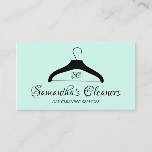 Stomerij Monogram Green Laundormat Hanger Visitekaartje (Voorkant)