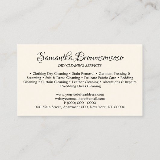 Stomerij Monogram Ivoor Schoonmaakhanger Visitekaartje (Achterkant)