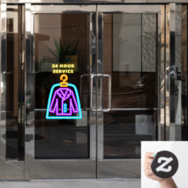 Stomerij Nep Neon 24 Uurs Service Front Raamsticker