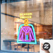 Stomerij Nep Neon 24 Uurs Service Gevel Raamsticker (Cafe Raam)