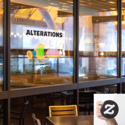 Stomerijen op maat van naaister veranderingen raamsticker (Restaurant Raam)