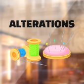 Stomerijen op maat van naaister veranderingen raamsticker (Vel 2)