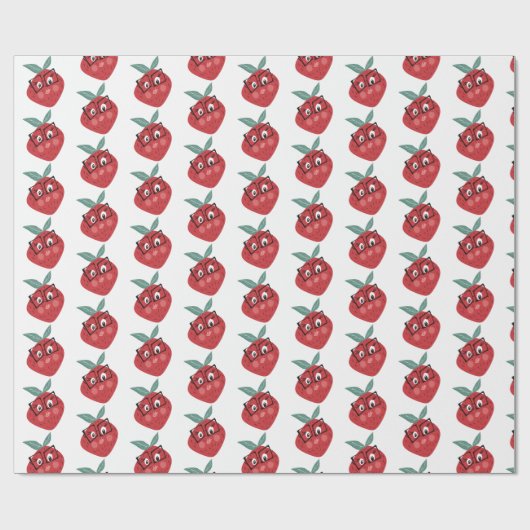 Stomme aardbei Cartoon hand getrokken droogkast Cadeaupapier (Vlak)