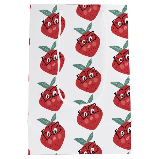 Stomme aardbei Cartoon hand getrokken droogkast Medium Cadeauzakje (Achterkant)