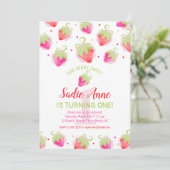 Stomme aardbeien Berry Sweet Red & Roze Birthday Kaart (Staand voorkant)