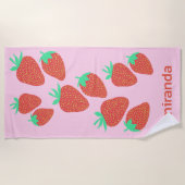 Stomme aardbeien Fruity Fun CUSTOM NAME Strandlaken (Voorkant)