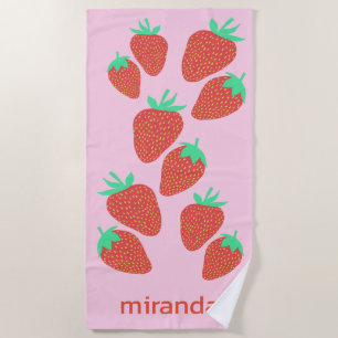 Stomme aardbeien Fruity Fun CUSTOM NAME Strandlaken
