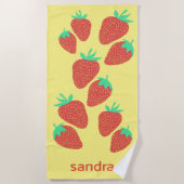 Stomme aardbeien Fruity Fun CUSTOM NAME Strandlaken (Voorkant)