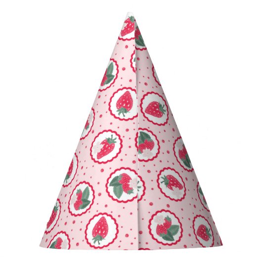 Stomme aardbeien op zaterdag Petten in roze en roo Feesthoedjes (Achterkant)