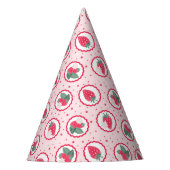 Stomme aardbeien op zaterdag Petten in roze en roo Feesthoedjes (Voorkant)