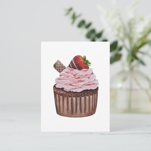 Stomme aardbeienbrood in Waterverf Briefkaart (Staand voorkant)