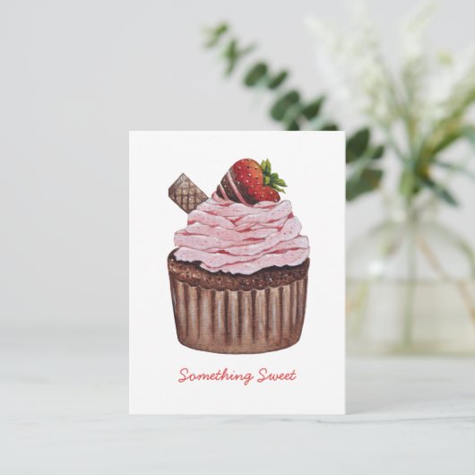 Stomme aardbeienbrood in Waterverf Briefkaart (Staand voorkant)